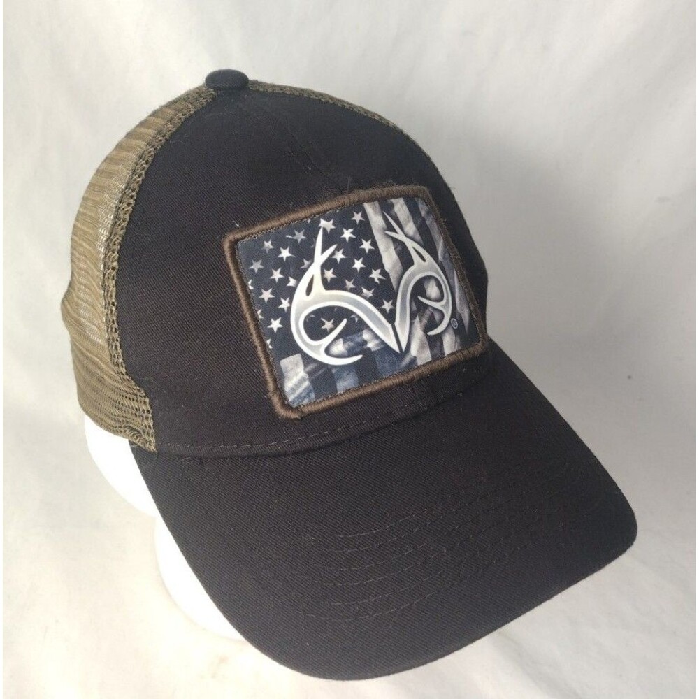 Realtree American Flag Patch Adjustable Snapback Mesh Back Hat/Cap-EXCELLENT!